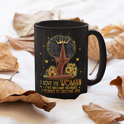 Alternative view of I Love the Woman I've Become Because I Fought to Become Her Coffee Mug - Beer Stein - Color Changing Mug