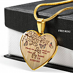 Those We Love Don't Go Away They Fly Besides Us In Heaven Memorial Beloved Butterflies Heart Pendant Necklace - Heart Luxury Necklace (Gold Plated)