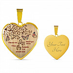 Those We Love Don't Go Away They Fly Besides Us In Heaven Memorial Beloved Butterflies Heart Pendant Necklace - Heart Luxury Necklace (Gold Plated)