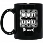 Personalized Rad Dad Ceramic Coffee Mug, Black, 11 oz. Black Mug