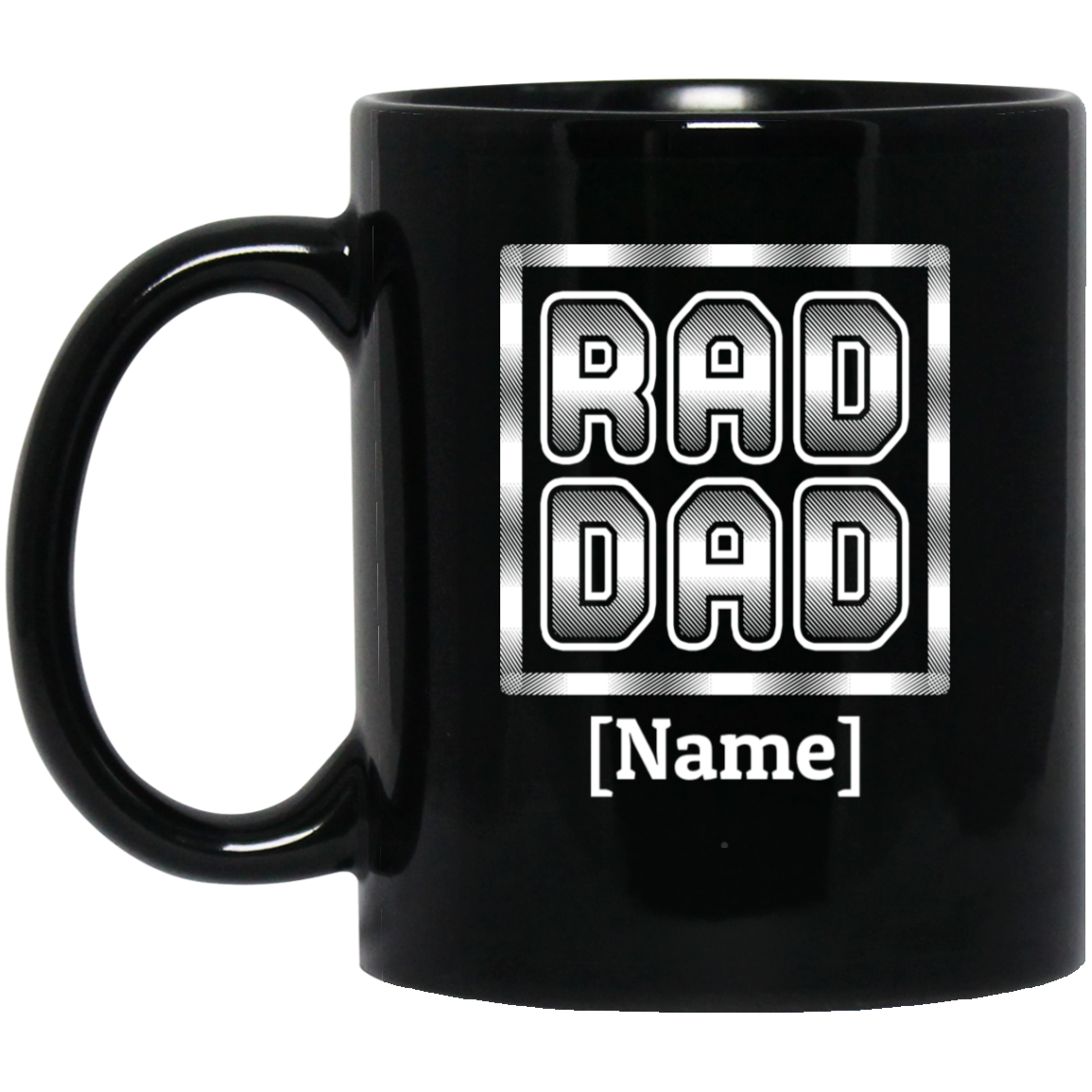 Personalized Rad Dad Ceramic Coffee Mug, Black, 11 oz. Black Mug