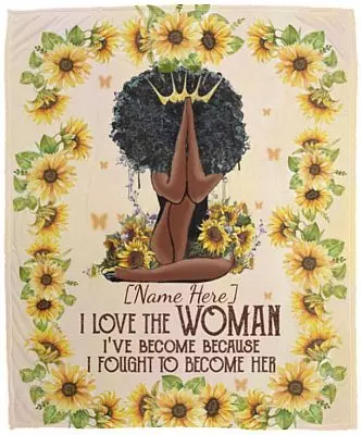 Personalized Afro Girl I Love, White, Cozy Plush Fleece Blanket - 50x60