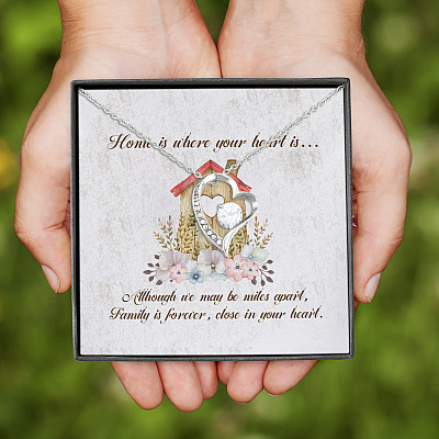 Alternative view of Home Is Where Your Heart Is Although We Maybe Miles Apart Forever Love Pendant Necklace
