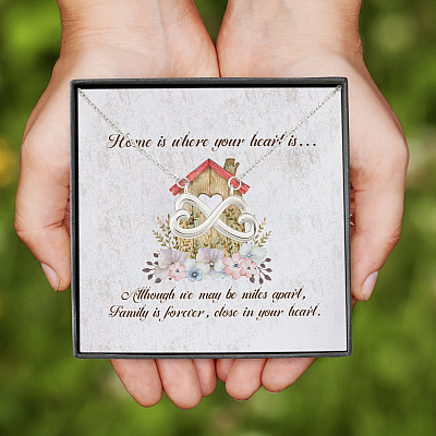 Alternative view of Home Is Where Your Heart Is Although We Maybe Miles Apart Infinity Heart Pendant Necklace