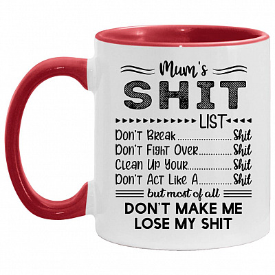 Shit Accent Mug, White/Red, 11 oz. Accent Mug