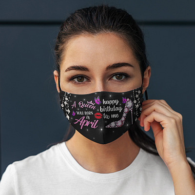 Alternative view of A Queen Was Born In April Happy Birthday To Me Washable Reusable Custom Printed Cloth Face Mask Cover