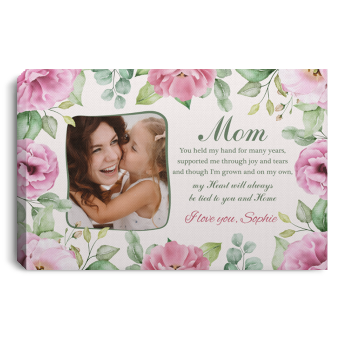 Personalized Photo Mom You Held My Hand For Many Years Framed Canvas Prints - Unframed Poster, White, 0.75'' Framed Canvas
