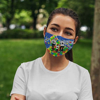 Alternative view of You Will Never Walk Alone Autism Awareness  Washable Reusable Custom - Printed Cloth Face Mask