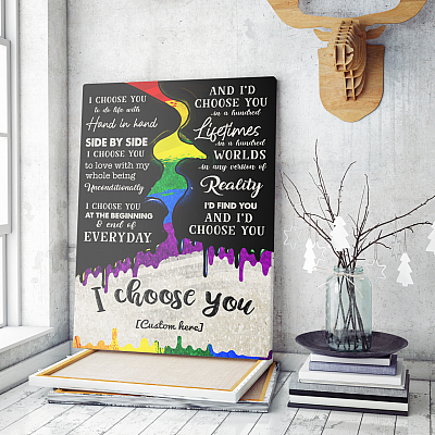 Alternative view of Personalized I Choose You To Do Life With Hand In Hand Side By Side LGBT Pride Framed Canvas Prints - Poster