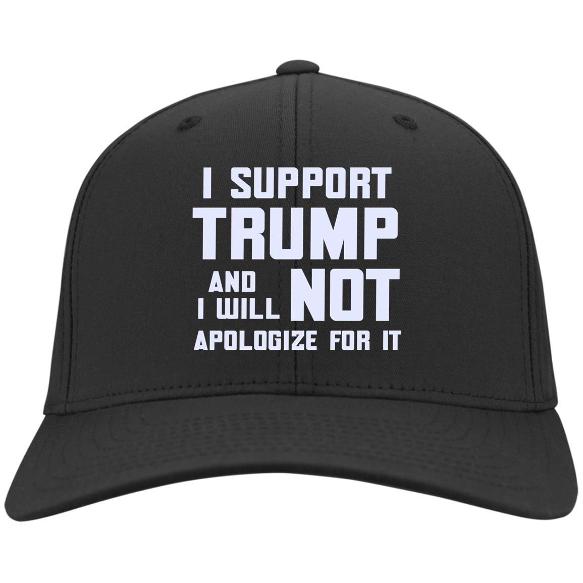 I Support Trump And I Will Not Hat, Black, Twill Cap