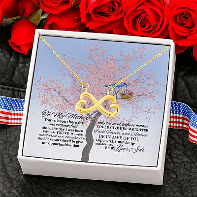 Alternative view of To My Mother You've Been There For Me Mommy Baby Bird Infinity Heart Pendant Necklace