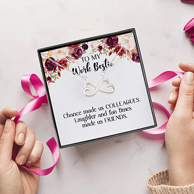 Alternative view of To My Work Bestie Chance Made Us Colleagues Made Us Friends Coworker Infinity Heart Necklace