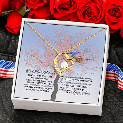 Alternative view of To My Mother You've Been There For Me Forever Love Mommy Baby Bird Pendant Necklace