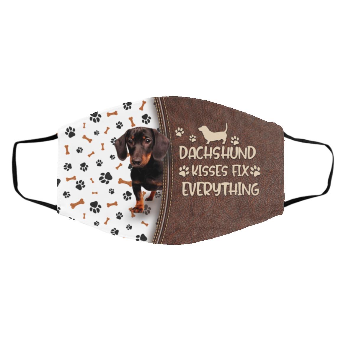 Dachshund Kisses Fix, White, Cloth Face Cover – Medium/Large Dachshund Kisses Fix, White, Cloth Face Cover – Medium/Large