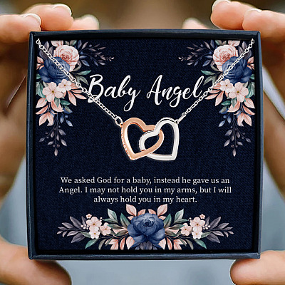 Baby Angel Mommy Of An Angel Interlocking Hearts Pendant Necklace - Angel Baby Necklace Miscarriage