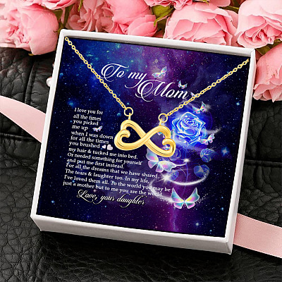 To My Mom I Love You for All the Times You Picked Me up When I Was Down Infinity Heart Pendant Necklace