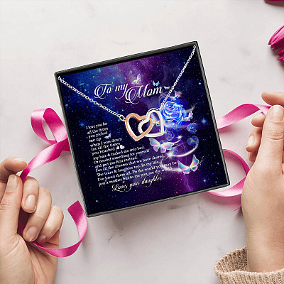 Alternative view of To My Mom I Love You for All the Times You Picked Me up When I Was Down Joined Interlocking Hearts Necklace