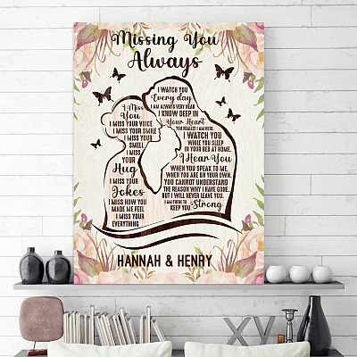 Missing You Always Personalized Couple Name Memorial Gallery Wrapped Framed Canvas Prints - Unframed Poster