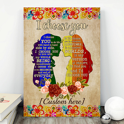 Alternative view of Personalized LGBT Les Couple I Choose You To Do Life with Hand Wrapped Framed Canvas Prints - Unframed Poster