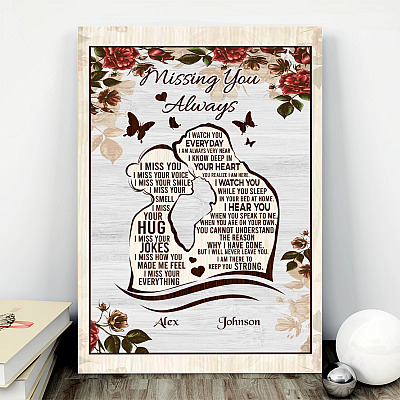 Alternative view of Personalized Missing You Always I Watch You Every Day Canvas Wall Art - Husband Memorial Unframed Poster