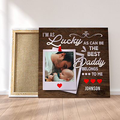 Alternative view of Personalized Photo the Best Dad Belong to Me Wrapped Framed Canvas Prints - Unframed Poster - Home Decor Wall Art