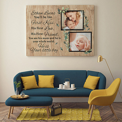 Alternative view of Personalized Photo You Will Be His First Kiss His First Love First Friend Wrapped Framed Canvas Prints - Unframed Poster