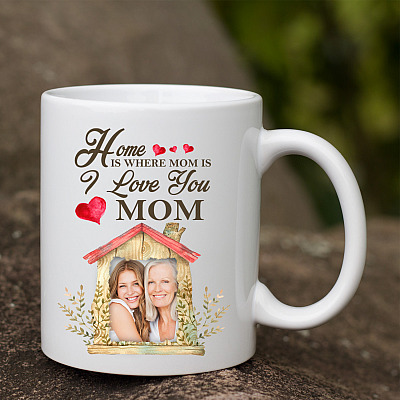 Alternative view of Personalized Photo Home Is Where Mom Is I Love You Mom Coffee Mug - Beer Stein - Water Bottle - Color Changing Mug