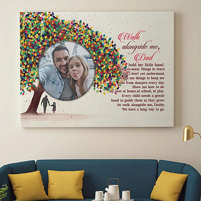 Alternative view of Personalized Photo Walk Alongside Me Daddy Gallery Wrapped Framed Canvas Prints-Poster-Home Decor Wall Art