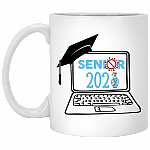 Virtual Senior 2021 Zoom Learning Coffee Mug - Funny Pandemic Class Of 2021 Quarantine Mug, White, 11 oz. White Mug