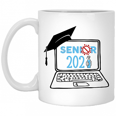 Virtual Senior 2021 Zoom Learning Coffee Mug - Funny Pandemic Class Of 2021 Quarantine Mug, White, 11 oz. White Mug