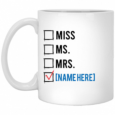 Personalized Ms, White, 11 oz. White Mug
