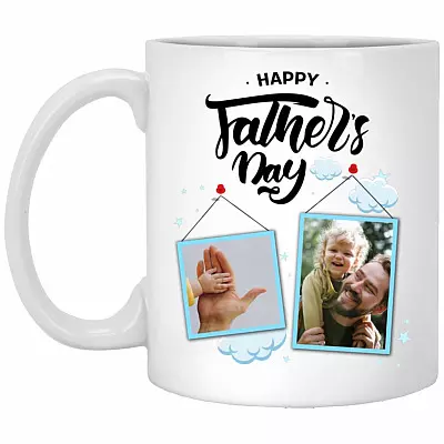 Custom Photo Happy Father's Day, White, 11 oz. White Mug