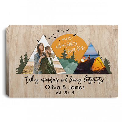 Custom Photo Our Adventures Together Framed Canvas Prints - Unframed Poster - Personalized Anniversary Gift, White, 0.75'' Framed Canvas