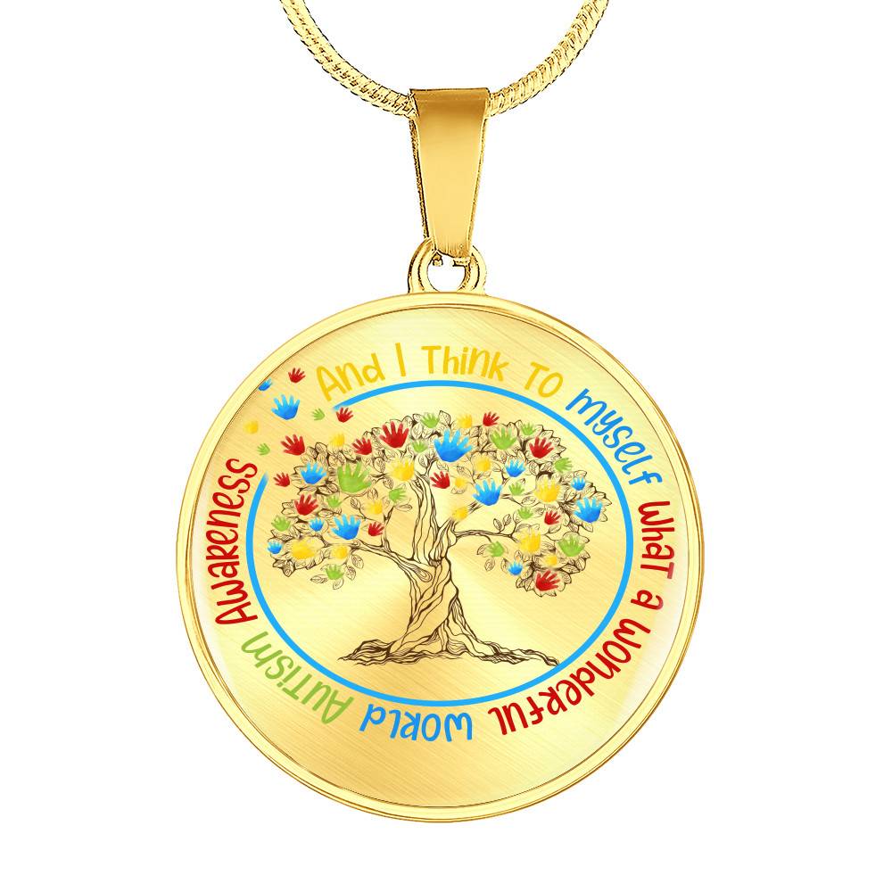 Autism Awareness And I Think To MySelf Circle Pendant Necklace - Autism Awareness Gifts - Circle Luxury Necklace (Gold Plated) Autism Awareness And I Think To MySelf Circle Pendant Necklace - Autism Awareness Gifts - Circle Luxury Necklace (Gold Plated)