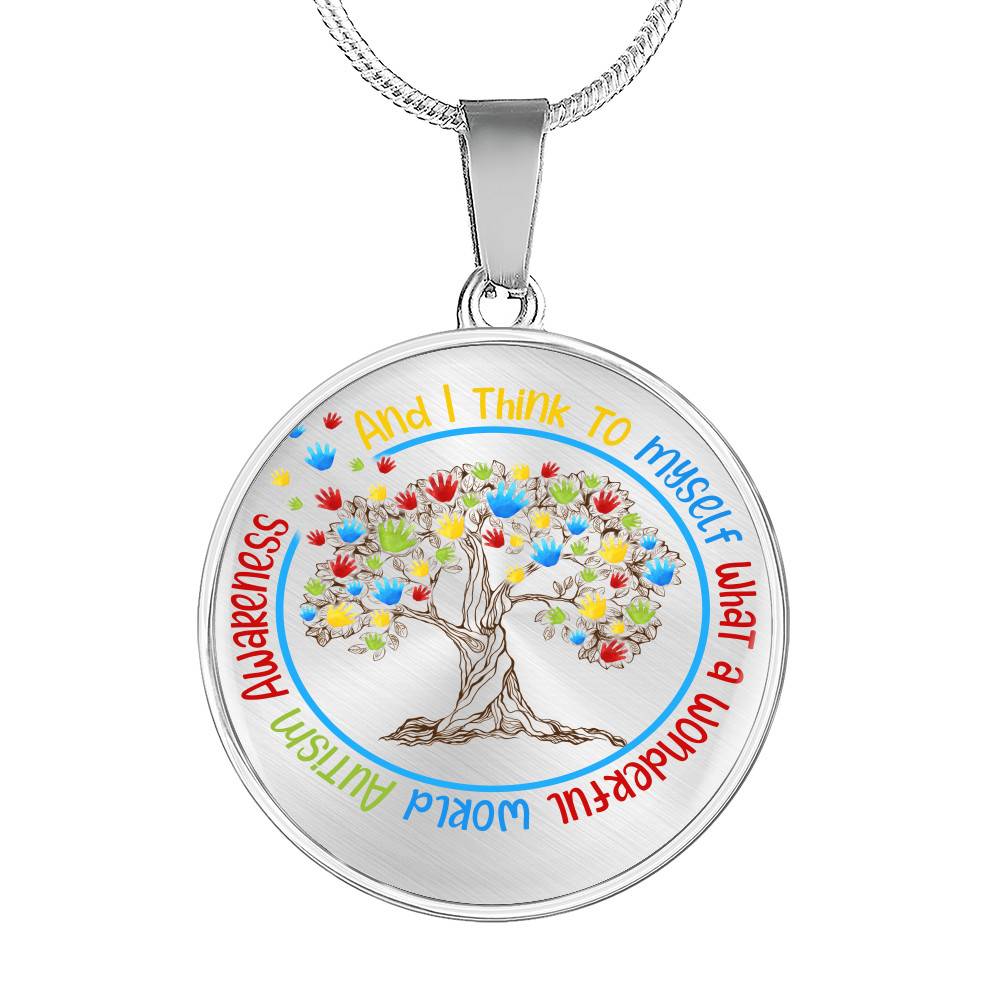 Autism Awareness And I Think To MySelf Circle Pendant Necklace - Autism Awareness Gifts - Circle Luxury Necklace (Silver) Autism Awareness And I Think To MySelf Circle Pendant Necklace - Autism Awareness Gifts - Circle Luxury Necklace (Silver)