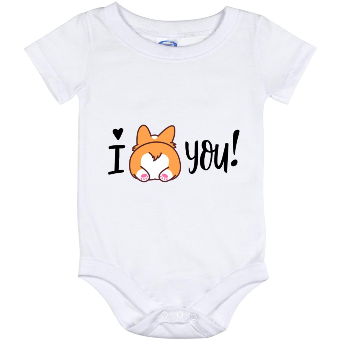 I Love You Corgi Butt Baby Onesie, White, Baby Onesie - 12 Month