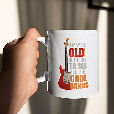 Alternative view of I Maybe Old but I Got to See All the Cool Bands Ceramic Coffee Mug - Beer Stein - Water Bottle - Color Changing Mug