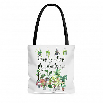 Home Is Where My Plants Are All Over Print Tote Bag - Shoulder Bag - Reusable Grocery Shopping Bag