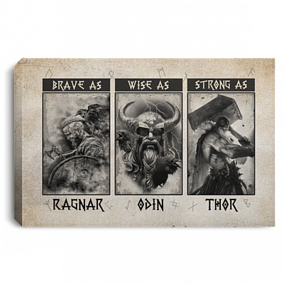 Viking Brave as Ragnar Wise as Odin Gallery Wrapped Framed Canvas Prints - Unframed Poster - Home Decor Wall Art, White, 0.75'' Framed Canvas