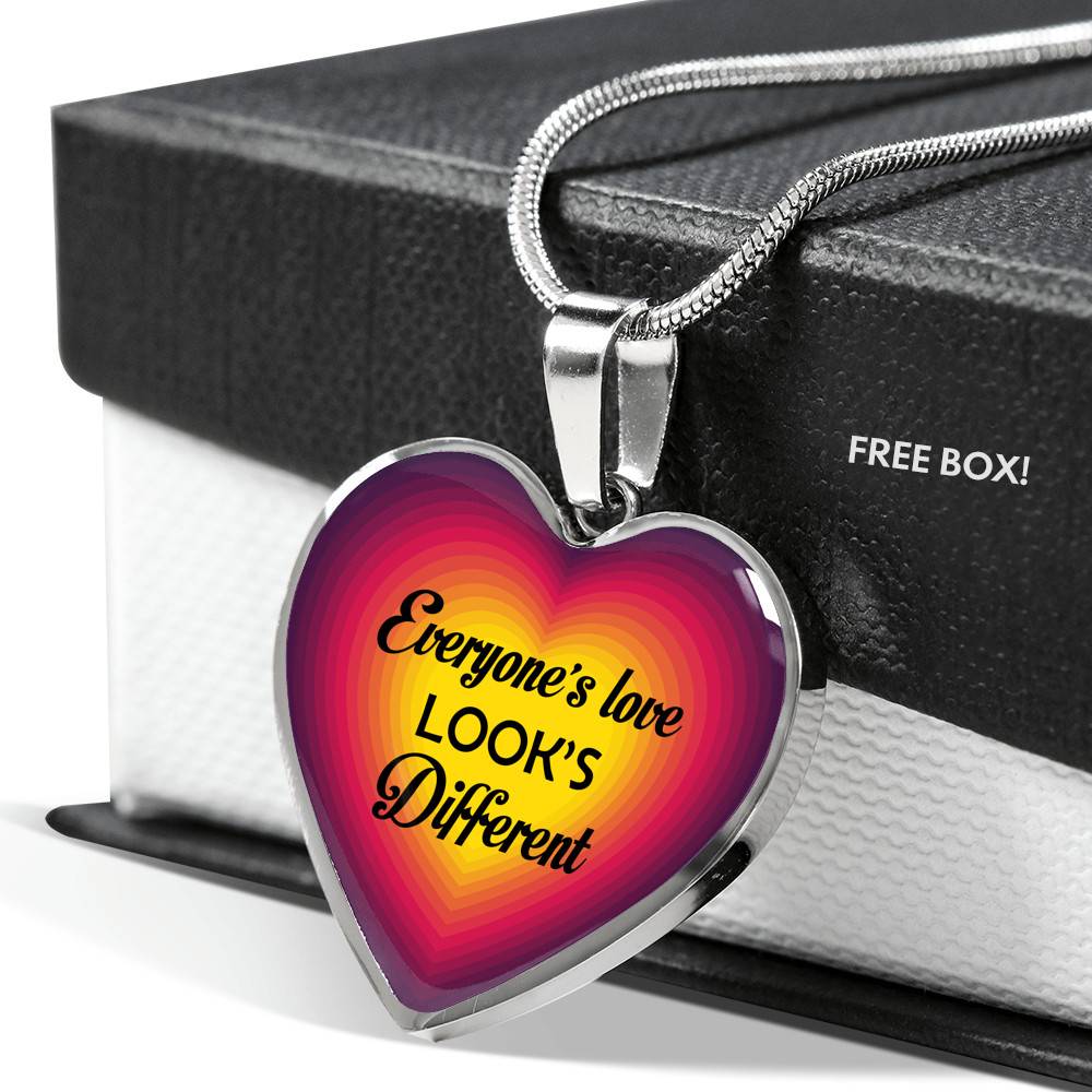 Everyone's Love Looks Different Heart Pendant Necklace - Heart Luxury Necklace (Silver)