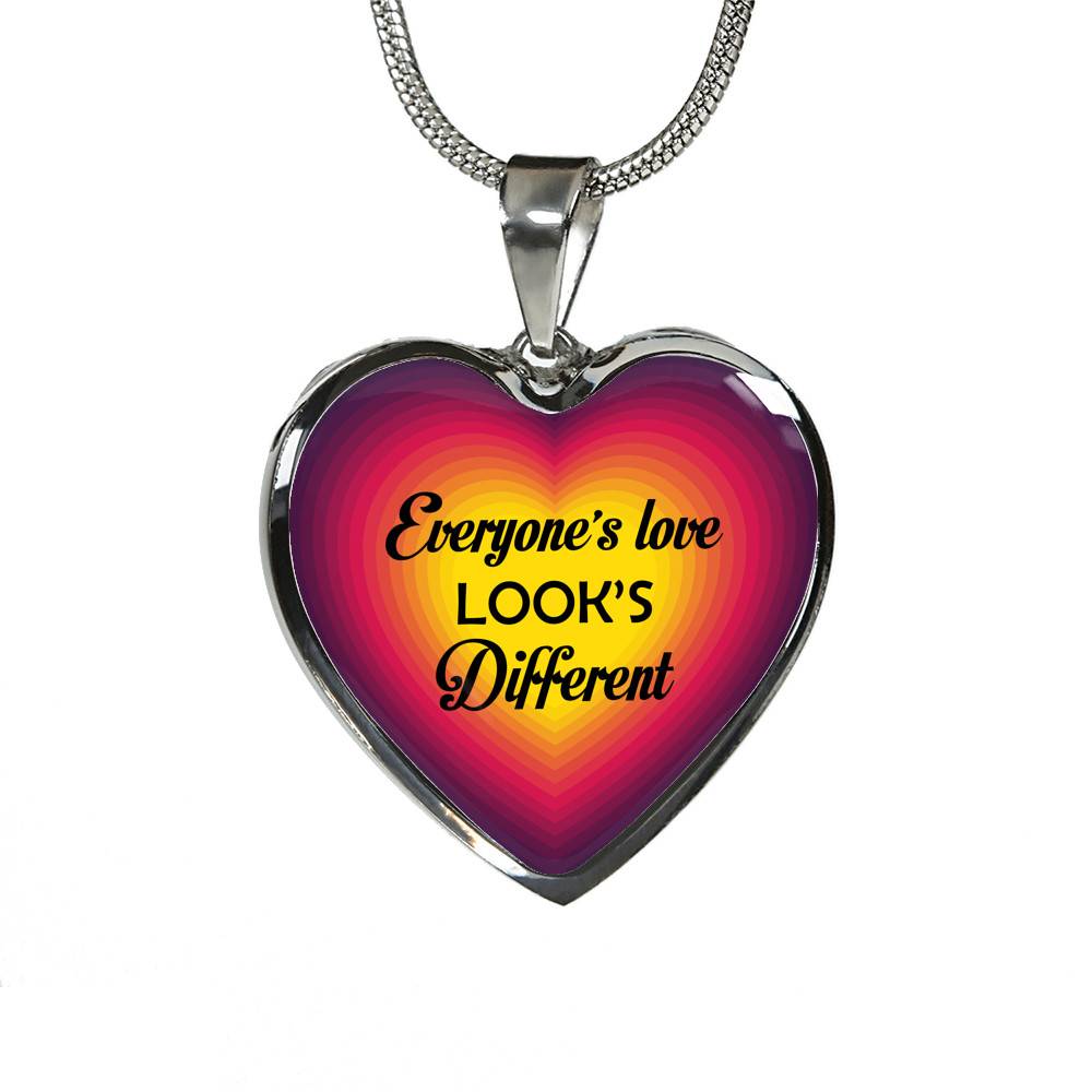 Everyone's Love Looks Different Heart Pendant Necklace - Heart Luxury Necklace (Silver)