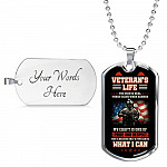 Veteran's Life the Pain Is Real These Scars Were Earned Dog Tag Pendant Necklace - Dog Tag (Silver)