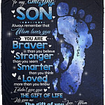 Son Mom Blanket, White, Cozy Plush Fleece Blanket - 50x60