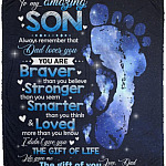 Son Dad Blanket, White, Cozy Plush Fleece Blanket - 50x60