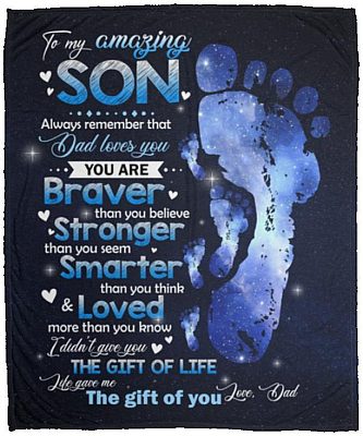 Son Dad Blanket, White, Cozy Plush Fleece Blanket - 50x60