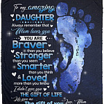 Daughter Mom Blanket, White, Cozy Plush Fleece Blanket - 50x60