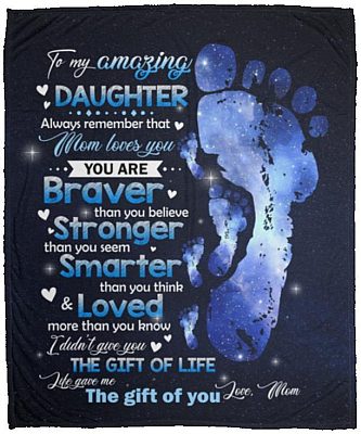 Daughter Mom Blanket, White, Cozy Plush Fleece Blanket - 50x60