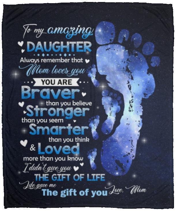 Daughter Mom Blanket, White, Cozy Plush Fleece Blanket - 50x60