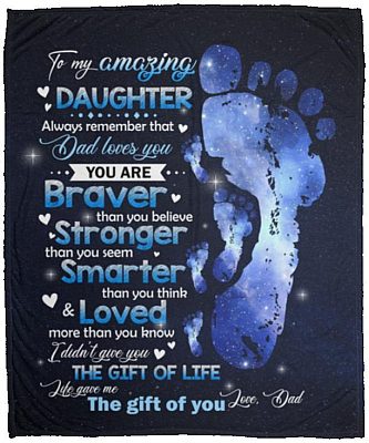 Daughter Dad Blanket, White, Cozy Plush Fleece Blanket - 50x60