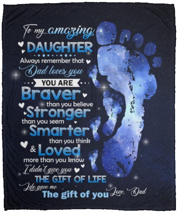 Daughter Dad Blanket, White, Cozy Plush Fleece Blanket - 50x60